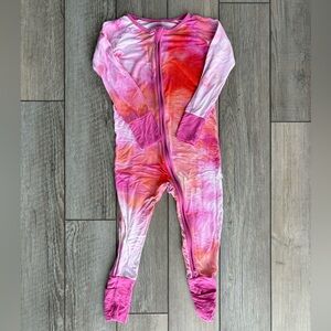 Little Sleepies Pink Watercolor Tie Dye Zippy